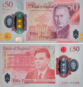Charles III Polymer £50  AJ01 First Prefix