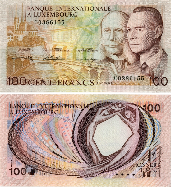 Luxembourg 100 Francs 1981 P14A/TBB119a Unc