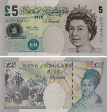 Merlyn Lowther Historical £5 Fry B396 Replacement LL Unc