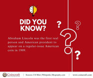 Picture of Abraham Lincoln first person on a US Coin