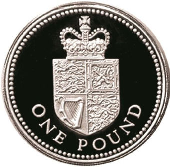 Elizabeth II, £1 (Crowned Royal Shield of Arms) 1988 Silver Proof Piedfort
