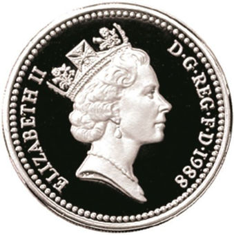 Elizabeth II, £1 (Crowned Royal Shield of Arms) 1988 Silver Proof Piedfort