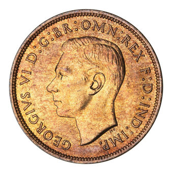 George VI Penny 1938 Brilliant Uncirculated_obv