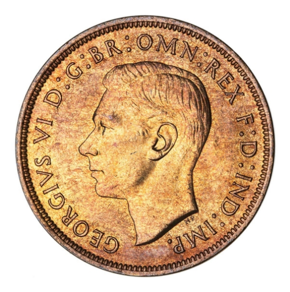 George VI Penny 1938 Brilliant Uncirculated_obv