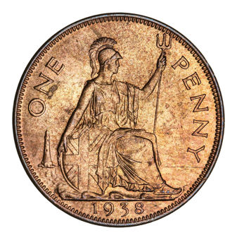 George VI Penny 1938 Brilliant Uncirculated_rev