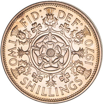 Elizabeth II, Florin 1970 Proof_rev