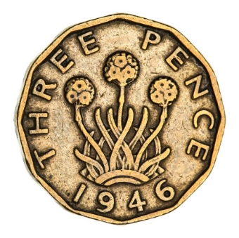 George VI, Brass Threepence, 1946, Fine, Scarce