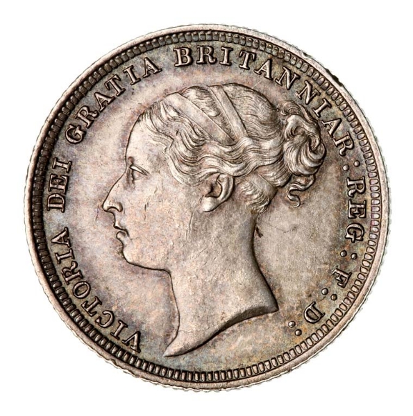 Victoria, Sixpence, 1887, Young Head, Extremely Fine.