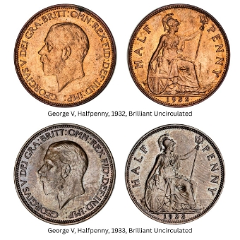 Uncirculated Halfpennies  of George V