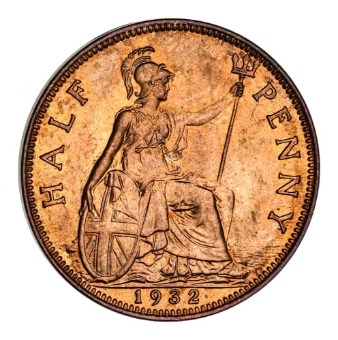 Uncirculated Halfpennies  of George V_1932_rev