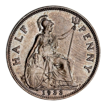 Uncirculated Halfpennies of George V_1933_rev