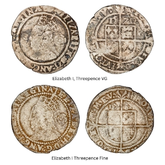 Elizabeth I  Silver  Threepences  (1561-1582)