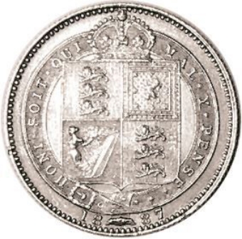 Victoria, Shilling (Jubilee Head) 1887 Fine_rev