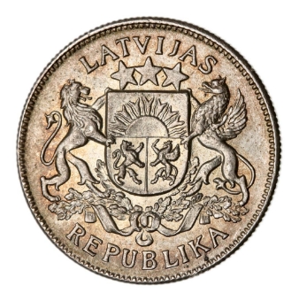 Latvia 2 Lati 1925 Choice Uncirculated_obv