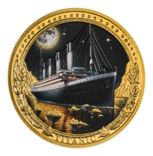Titanic Medal Colour of Ship Sailing at night