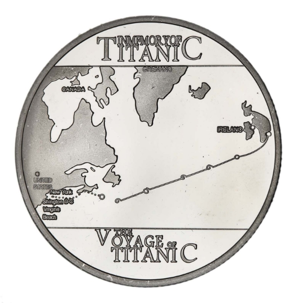 Titanic Medal Silver Map of voyage