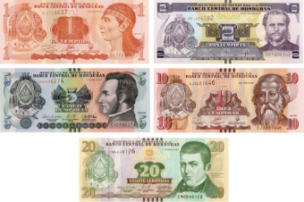 Honduras Set  1-20 lempiras (5 Values)