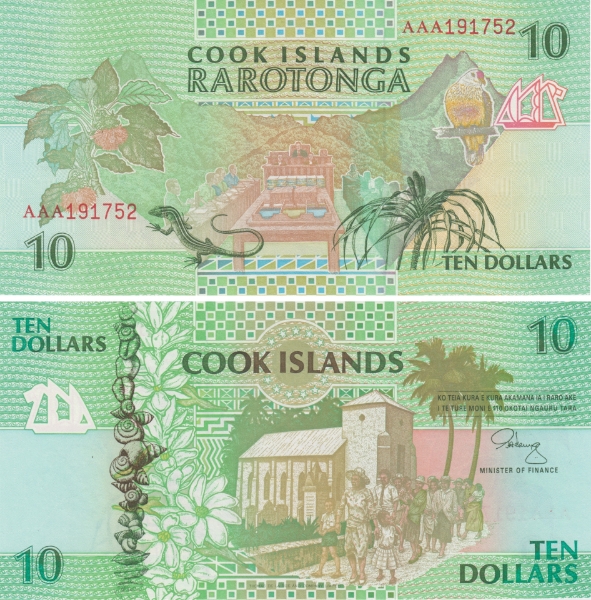 Cook Islands 10 dollars P8a/TBB108a Unc