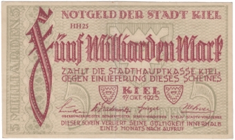 Germany Kiel 5 Milliarden Marks 1923