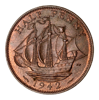 George VI, Halfpenny, 1942, Uncirculated
