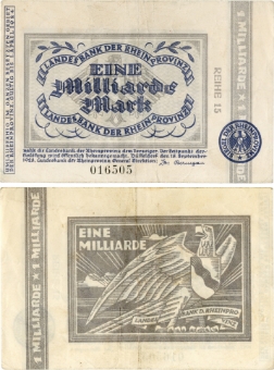 Germany Landesbank Der Rhein Provinz 1 Milliarde Marks 1923