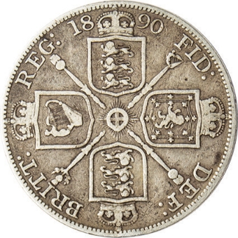 Victoria Double Florin 1890 Fine_rev