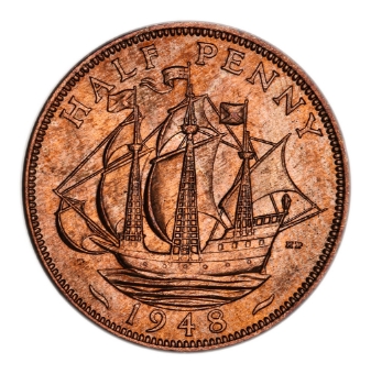 George VI, Halfpenny 1948 Choice BU_rev
