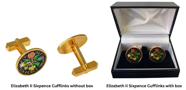 Elizabeth II Sixpence Cufflinks