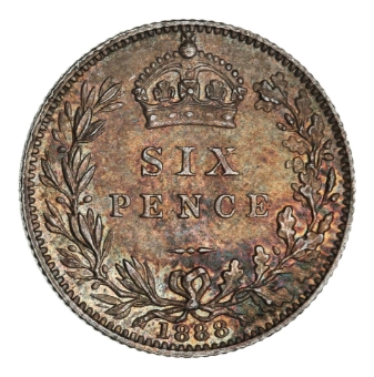 Victoria, Jubilee Head Sixpence 1888. Gem Uncirculated_rev