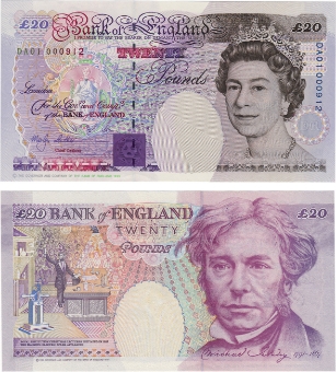 Merlyn Lowther Historical £20 Faraday B384 DA01 Unc Low Numbers