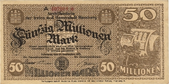Germany Hamburg 50 Million Marks 1923 GEF