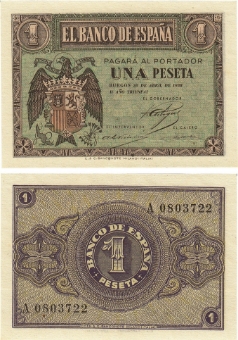 Spain 2 Pesetas April 1938 P109 Unc