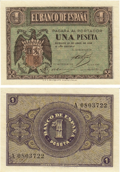 Spain 2 Pesetas April 1938 P109 Unc