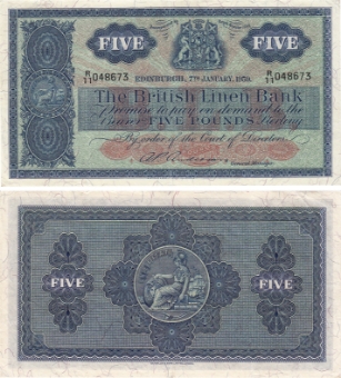 British Linen £5 1940'-s-50's P161 VF