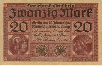 Germany 20 Marks 1918 P57  Unc