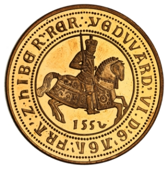 Edward VI Replica Crown 1552 in Goldine, Milled Edge_obv