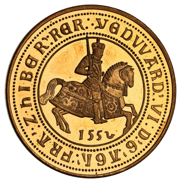 Edward VI Replica Crown 1552 in Goldine, Milled Edge_obv