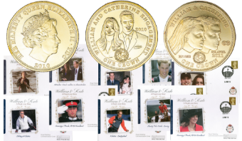 Pair of Prince William & Catherine plated crowns