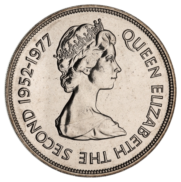 Guernsey, 1977 Silver Jubilee Crown, Cupro-nickel. BU_obv