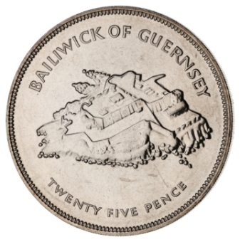 Guernsey, 1977 Silver Jubilee Crown, Cupro-nickel. BU_rev