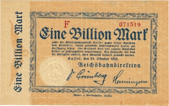 Germany Railroads 10 Billion Marks 1923 Berlin PS1030 AU/Unc