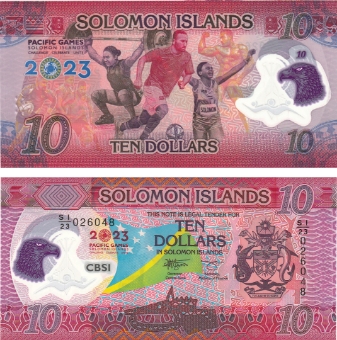 Solomon Islands 10 dollars 2023 Pacific Games P-New Polymer Unc