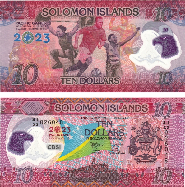 Solomon Islands 10 dollars 2023 Pacific Games P-New Polymer Unc