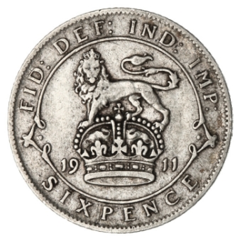 George V Sixpence 1911 Fine_rev