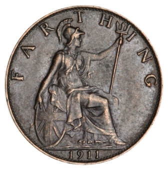 George V Farthing 1911 Extremely Fine_rev
