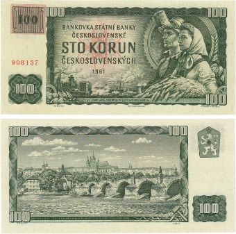 Czech Republic 100 Korun (1993 Old Date 1961) P1a/TBB101 Unc