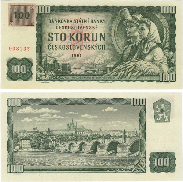 Czech Republic 100 Korun (1993 Old Date 1961) P1a/TBB101 Unc