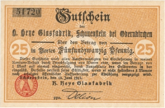 Germany Schauenstein Glassworks 1-25 Pfennig  1917 (5) Unc_obv_25