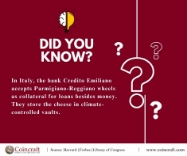 Picture of Credito Emiliano accepts Parmigiano-Reggiano wheels as collateral for loans