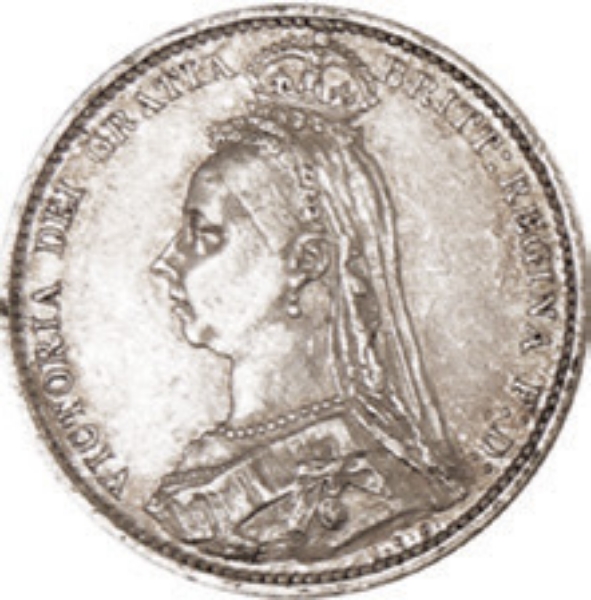 Victoria Sixpence 1887 Wreath Uncirculated_obv